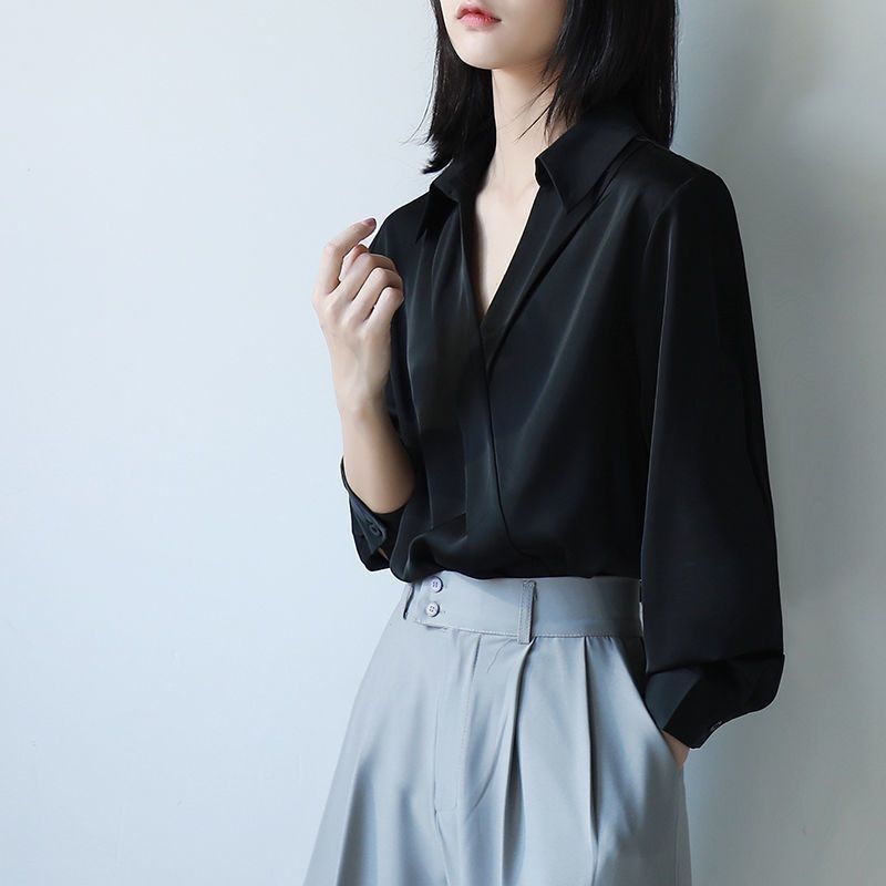 Embroidery Online - Gidyq Frauen schwarz Chiffon Shirts koreanische
