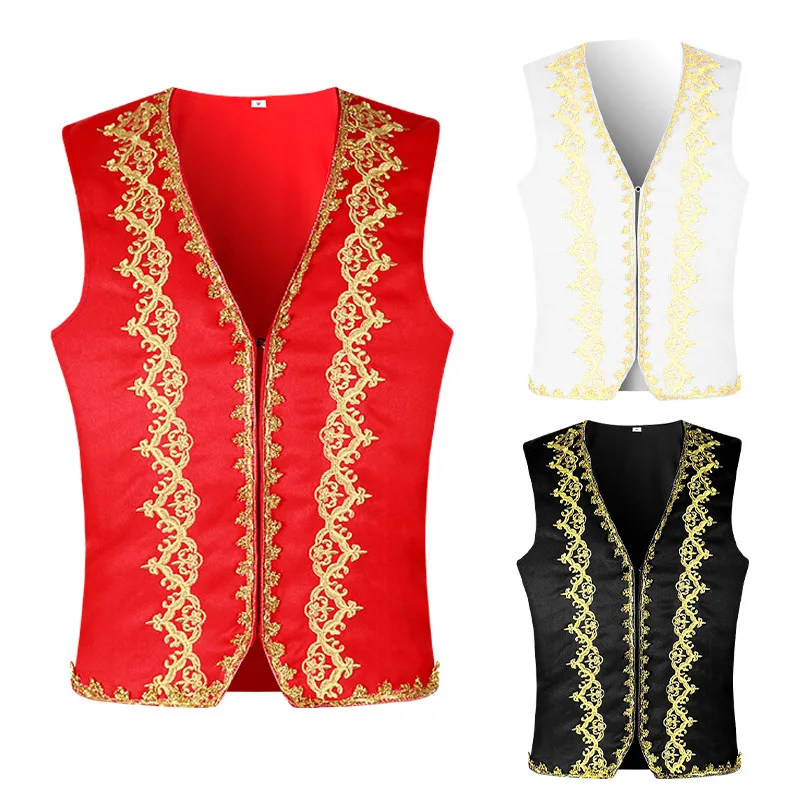 Embroidery Online - Mittelalterliche Goldstickerei Barockweste Herren Slim Fit