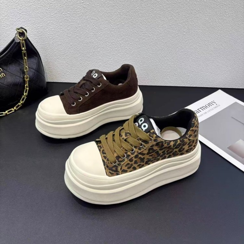 Embroidery Garments - Damen-Sneakers mit Leopardenmuster und Plateausohle, lässige