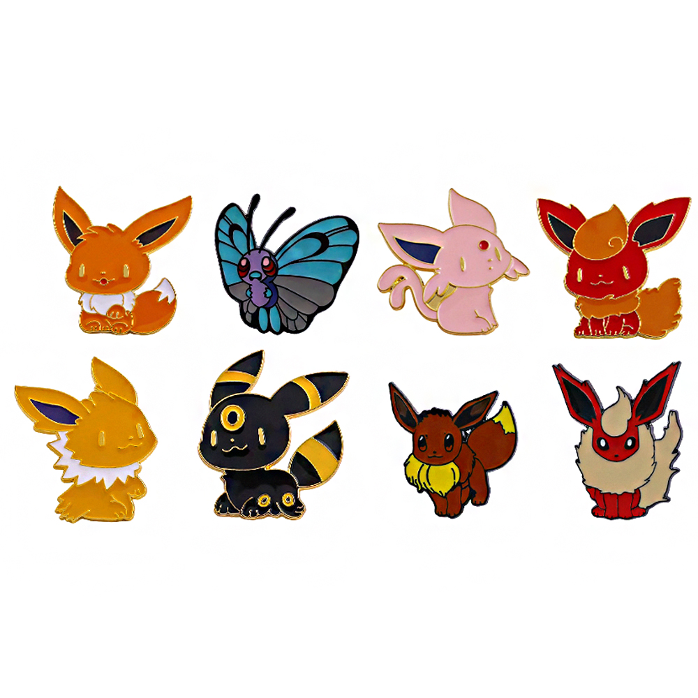 Embroidery Reddit - 8-teiliges Eevee-Emaille-Pins-Set, niedliche Cartoon-Monster-Metall-Reversnadeln, Anime-Broschen für