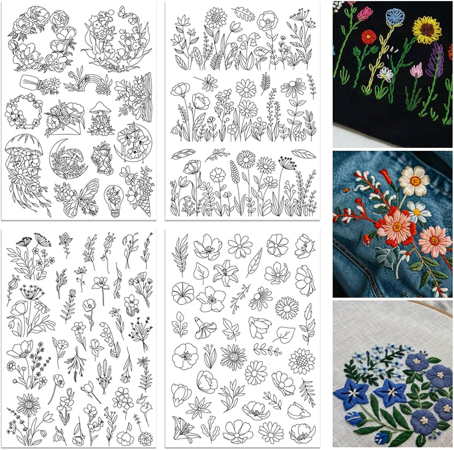 4 Blatt wasserlösliche Stickmu – Embroidery Meaning Bewertung und Preis